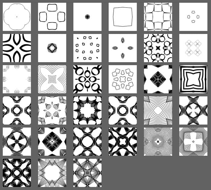 Thumbnails of Spirograph Patterns Thumbnails of Spirograph Patterns